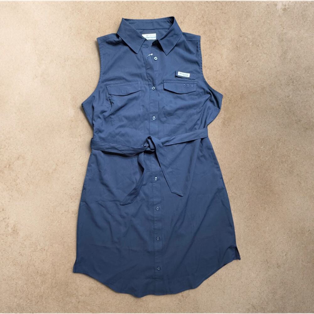 Columbia PFG Sun Drifter II Sleeveless Shirt Dress Women's Small Blue UPF 50 NWT